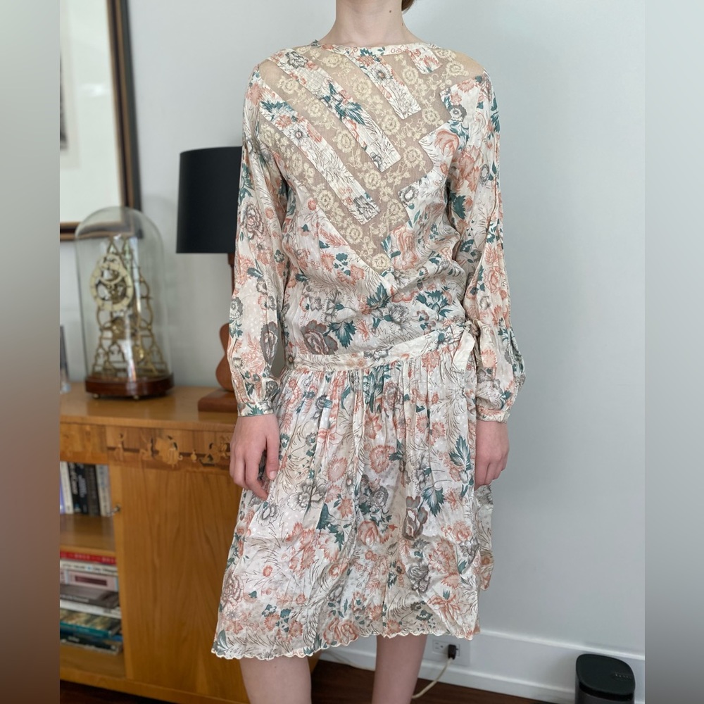 Vintage Embroidered Drop-waist Dress